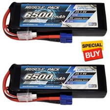 NHX Muscle Pack 2S 7.4V 6500mAh 65C Lipo Battery 2 w/ EC3 Connector