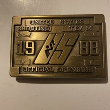 US Shooting Team Sponsor 1988 Seoul Korea Vintage Belt Buckle 3 3/8" 2 1/4 1/8