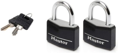 Master Lock 9140EURTBLK 40mm breit abgedeckt massives Aluminiumgehäuse Vorhängeschloss; schwarz; 2 Stück