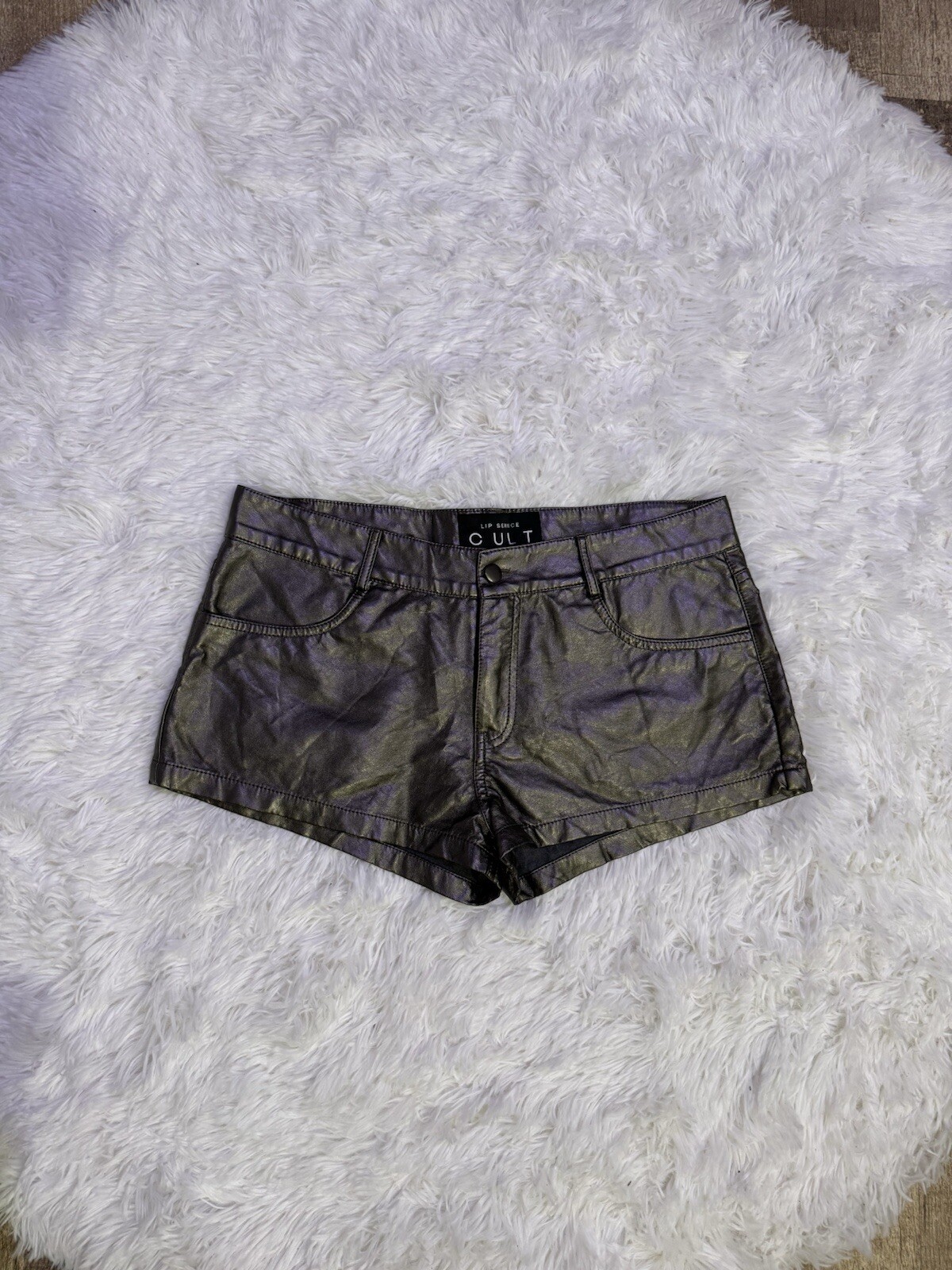 Y2k leather mini micro shorts Fairy Grunge Whimsygoth Size Large