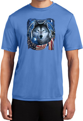 Buy Cool Shirts USA Wolf Dream Flag Moisture Wicking Shirt