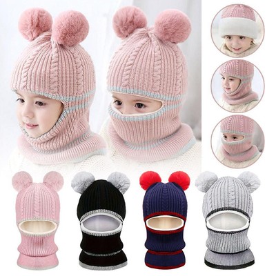 Winter Kleinkind Baby Kinder Junge Mädchen warm Strick Beanie Mütze Schal a3d8