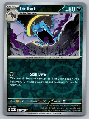 Pokémon  151 -  Golbat - 042/165  - Reverse Holo - NM/M