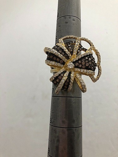 Ring Sterlingsilber 0,925 Gold Vermeil Schokolade und Klar CZ 30 mm Bandgröße 6 - Bild 9 von 10