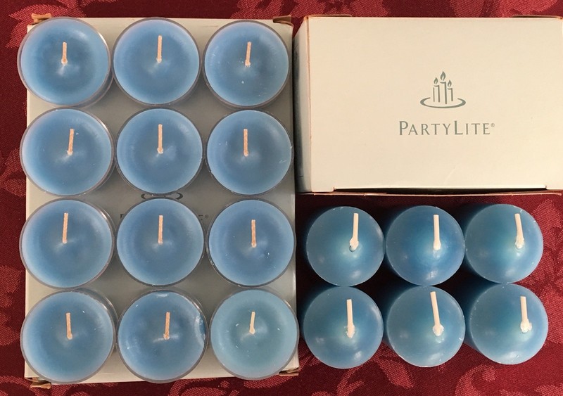 PartyLite BLUE TAMARIND Tealight & Votive Candles New LOT 18 Retired Rare NIB