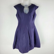 NWOT $425 Halston Heritage womens sleeveless fit and flare dress purple silk 4