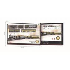 Retro Railroad Train Set with Sound & Light Steam Train Locomotive Passenger Car