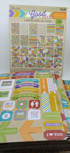 The Good Life Chipboard Bundle 1500 Pcs Alphabets, Tags, Shapes, Phrases