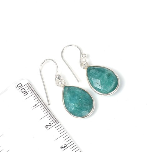 925 Solid Sterling Silver Green Onyx,Garnet Multi Stone Hook Earring Ji760 - Picture 61 of 81