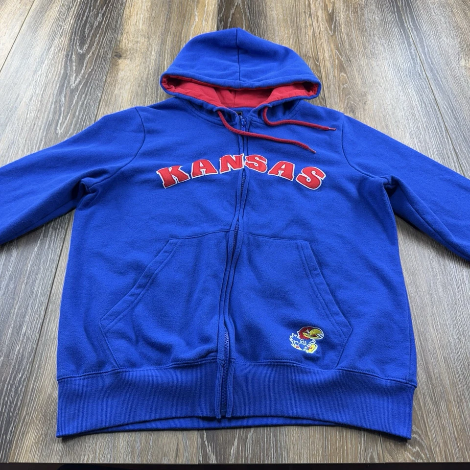 Sudadera con capucha vintage Kansas Jayhawks para mujer XL azul equipo de baloncesto sudadera con cremallera Foto 3 de 4