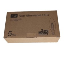 6 Watt Non Dimmable E12 Candelabra Bulbs 5 Pack