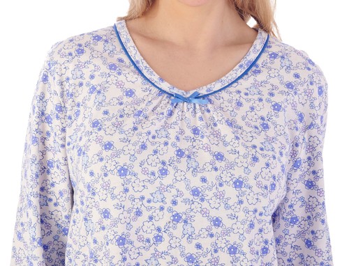 Nightdress Womens Slenderella Long Sleeve Floral Jersey Cotton Nightgown Nighty - Picture 17 of 37