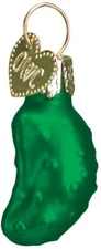 Miniature Gurken Pickle Blown Glass Christmas Ornament by Old World Christmas 