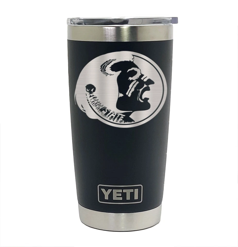 Florida State Seminoles YETI 激光雕刻 20 或 30 盎司黑色不倒翁,FSU — 第 2/2 张图片
