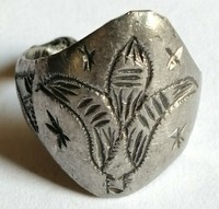 EXTREMELY ANCIENT SILVER COLOR RING GREEK ENGRAVED