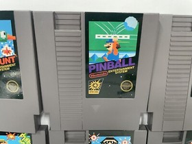 Lot Of 7 NES 5-Screw Carts Only Black Label Mario, Hogans Alley, Gumshoe NICE!!