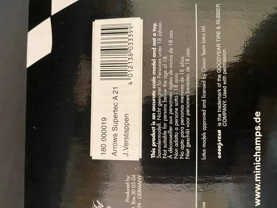 Minichamps 1:18 F1 ARROWS SUPERTEC A 21 J. Verstappen - Immagine 3 di 3