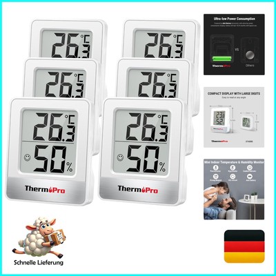 ThermoPro TP49W-6 digitales Mini Thermo-Hygrometer Thermometer Raumthermomete...