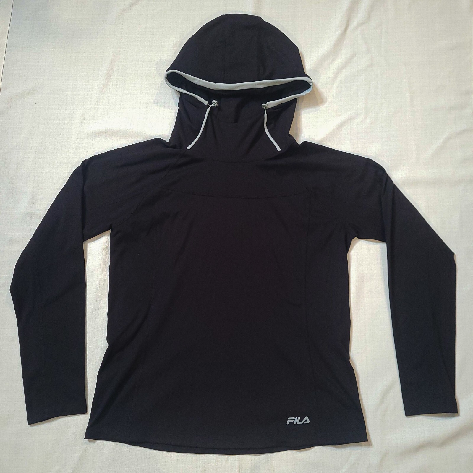 Felpa con cappuccio FILA taglia M donna collo imbuto traspirante allenamento attivo nera