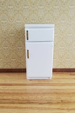 Dollhouse Miniature Fridge 2 Door Refrigerator White 1:12 Scale Wood Furniture