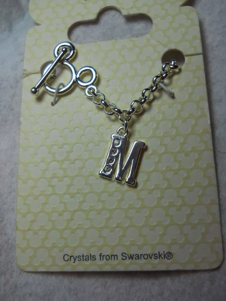 Disney necklace silver deals initial crystal mickey mouse