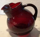Vtg Anchor Hocking Royal Ruby Red Tilt Ball Pitcher w/Ice Lip ~ Roly Poly