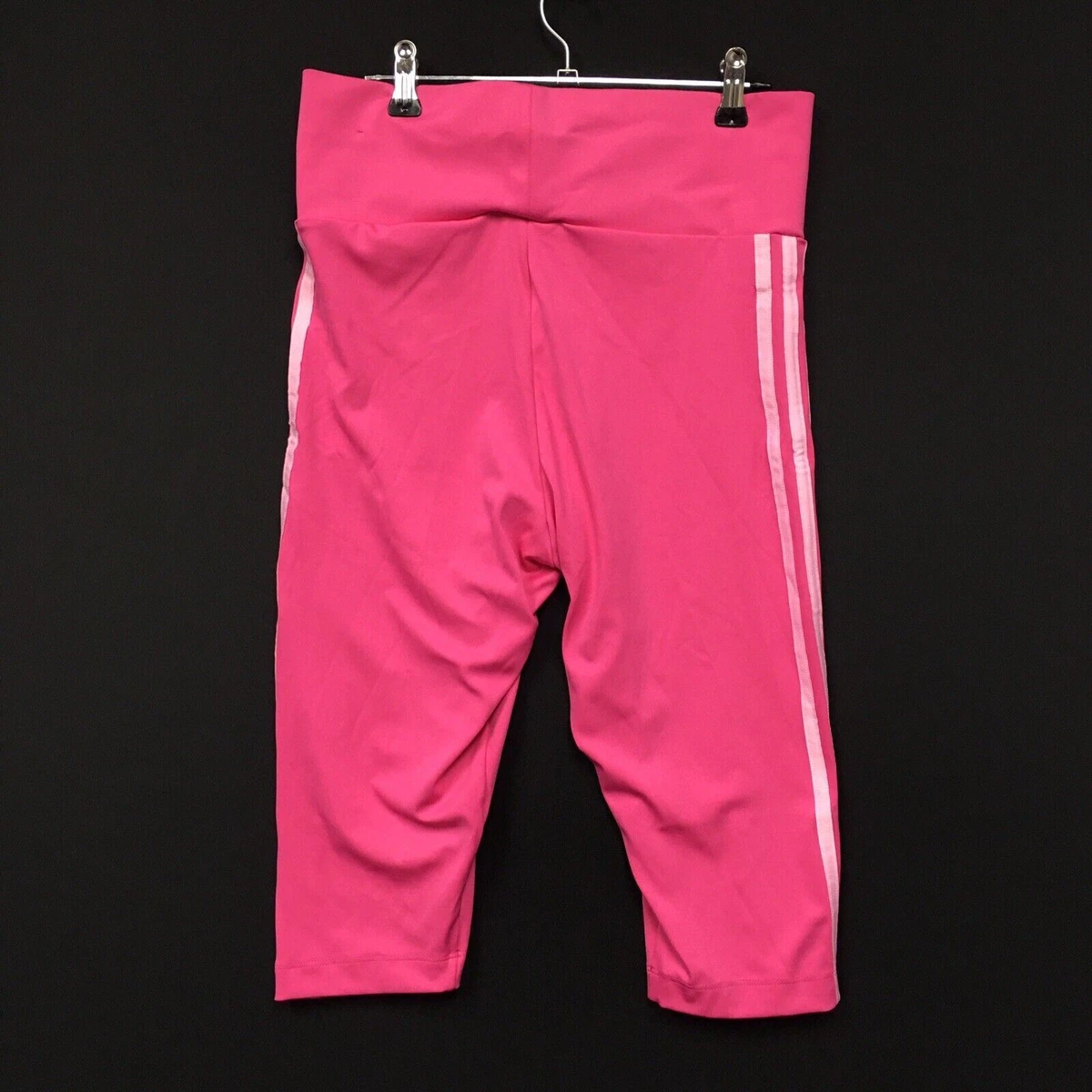 Adidas Fakten Tights Women s Size S Small Capri Active Striped Pants Pink 441