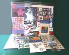 2 SCRAPBOOK PAGE KITS 8 PACKAGES OF STICKERS