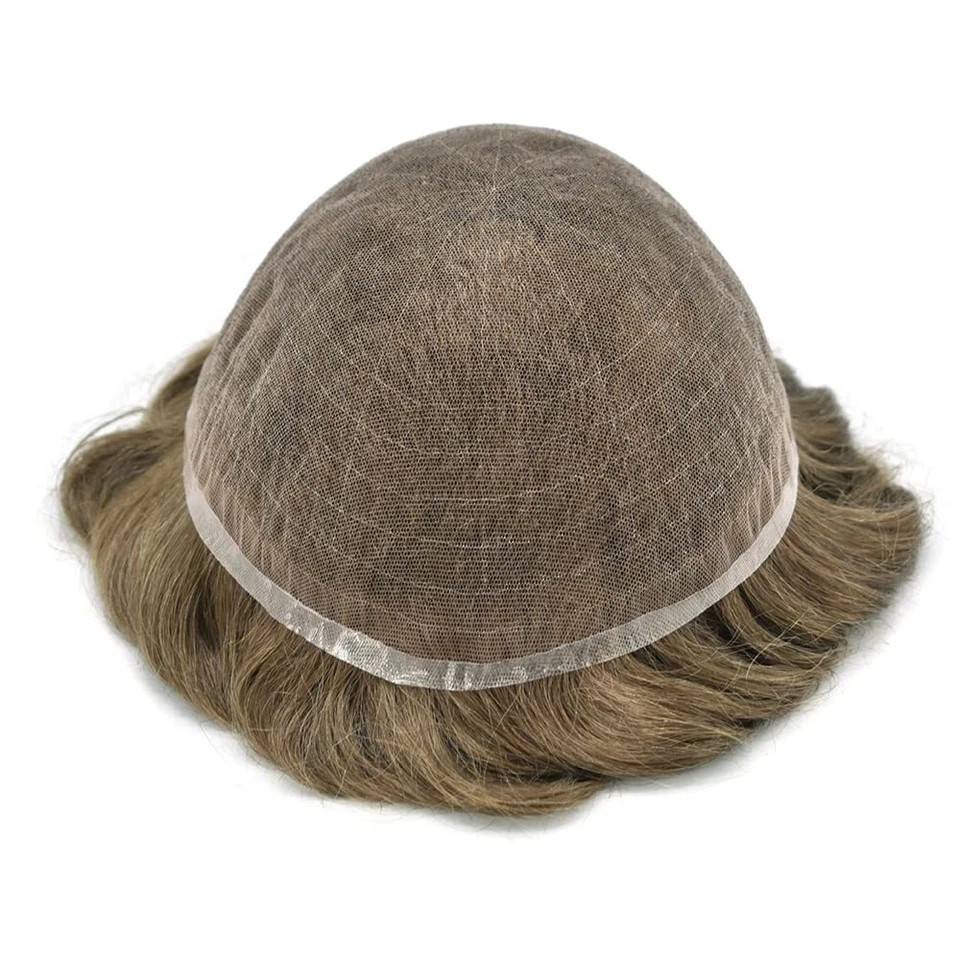 Sistema completo de reemplazo de cabello de encaje francés para hombre ToupeeSwiss para hombre Foto 2 de 4