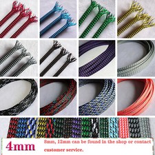 4mm Cotton Yarn PET Expandable Braided Cable Sleeve Sheathing Tube Various Color