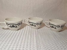 1960s Homer Laughlin Best China Black Flowers Restaurant Ware Coffee Mug USA Lot