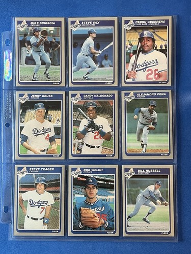 1985 Fleer LA Dodgers Baseballkarten (9) Schmutziges Saxophon Krieger Maldonado Welch +