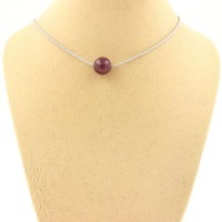 Halskette 1 Perle Lepidolit 8 Mm. Kette Stahl Inoxydable. Halskette Damen, Ho