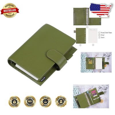 Versatile Personal Luxe Planner - Pebble-Olive Leather, 30mm Organizer Ring