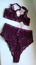 AGENT PROVOCATEUR RARE SEXY CARMELLA PLUM BRA 34D & BIG BRIEF 3 MEDIUM 10 BNWT