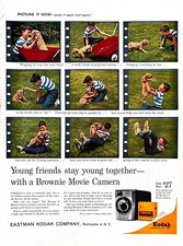 1961 KODAK Large Vintage Print Ad Brownie Movie Camera Boy and Dog Photography
