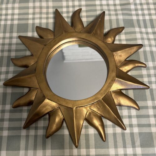 VINTAGE Mid-Century DEKNUDT BELGIUM 1970’s Sunburst Gold Resin Mirror