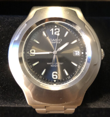 Casio Edifice Men's Diving Watch Silver-Toned WR100M Stainless Steel New Battery
