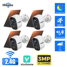 1~4PCS Hiseeu WIFI Solar Panel Battery 3MP Wireless PIR IP Audio Security Camera
