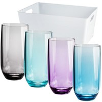 Acryl Trinkglas 450Ml + Box Elegante Glas Optik Bunt GläSer 4Er Set Wasserglas