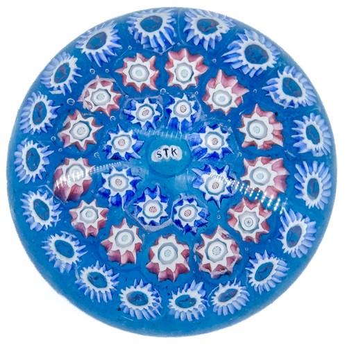 Fermacarte vintage John Deacons piccolo millefiori Scozia STK rosso bianco blu decorazione - Foto 13 di 15