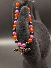 Happy Bat Halloween Bracelet Handmade Beaded Kids Jewelry Wildfind Relics