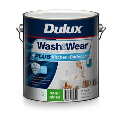 Dulux 2L Interior Paint Wash&Wear +PLUS Kitchen & Bathroom Semi Gloss Vivid