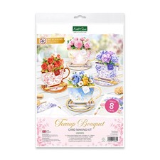 Teacup Bouquet Card Making Kit 8 Freestanding Floral Easel Cards Envelopes