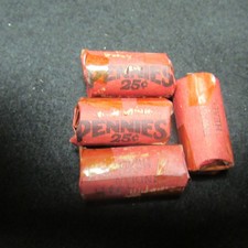 OLD VINTAGE INDIAN HEAD PENNY ROLL 25 COIN HALF ROLL SEALING TAPE IS YELLOWED
