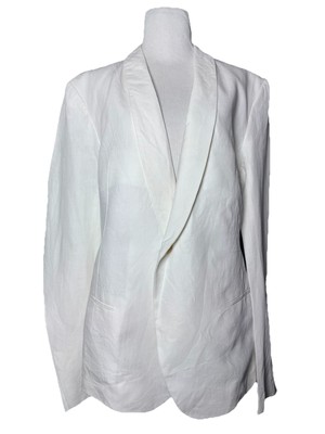 Haider Ackermann 100% Linen White Women Single Breast Jacket Blazer Sz L Runway
