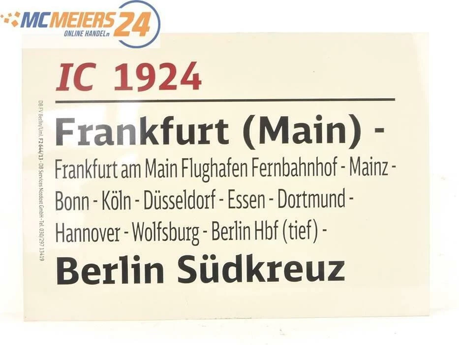 Plaque de circulation des trains E244 plaque de wagon IC 1924 Francfort (Main... - Photo 1/1