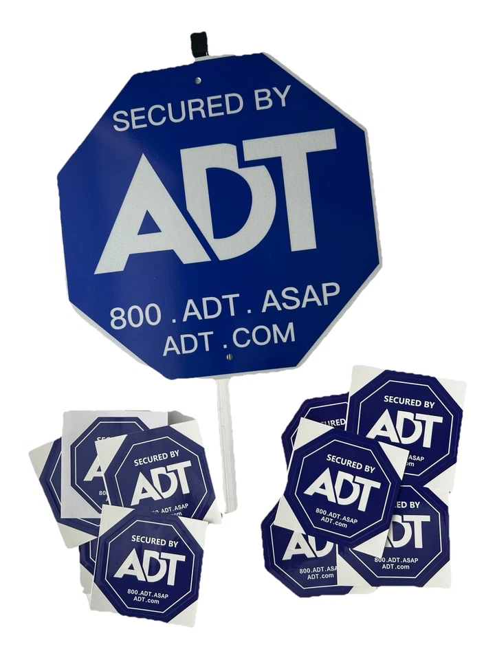 ADT Security Yard Sign 10 Window Decal Stickers Aluminum Stake Home Accessory - Image 2 of 2