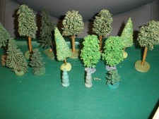 Lot of 15 various size Trees for Train Layout Largest Approx 3.5" in Yellow Box