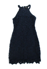 Lulus Womens Dress Small Blue Crochet Sleeveless Zipper Lined Party Classic
